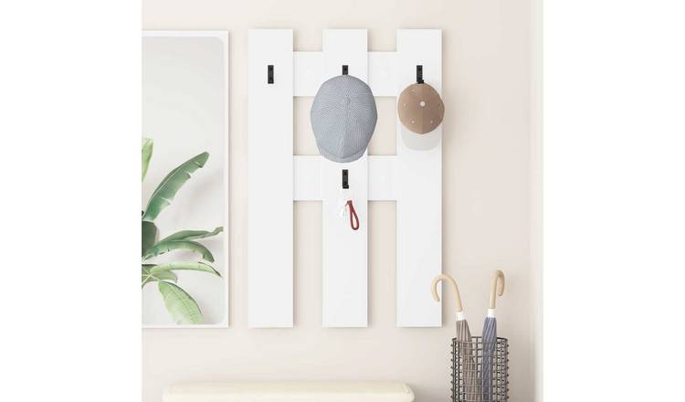Walplus Engineered Wood Wall-Mounted Coat Rack - White - 65 x 3 x 100 cm