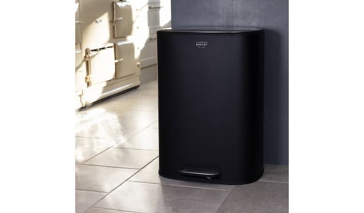 Charles Bentley 50L Pedal Kitchen Rubbish Waste Pedal Bin - Black