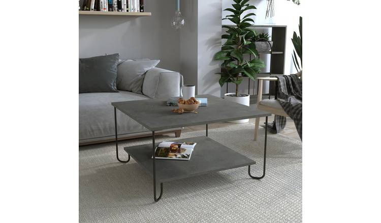 Decortie Marbo Particleboard Coffee Table with Open Shelf - Grey