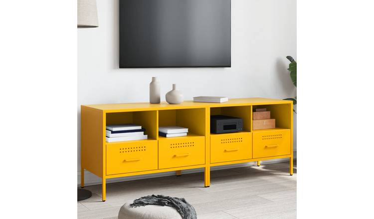 Walplus 2 Piece Steel 2 Drawers TV Cabinet - Yellow - 68 x 39 x 50.5 cm