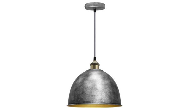 Energy Light Bulbs Rustic Dome Gold Inner Ceiling Pendant Light - Silver