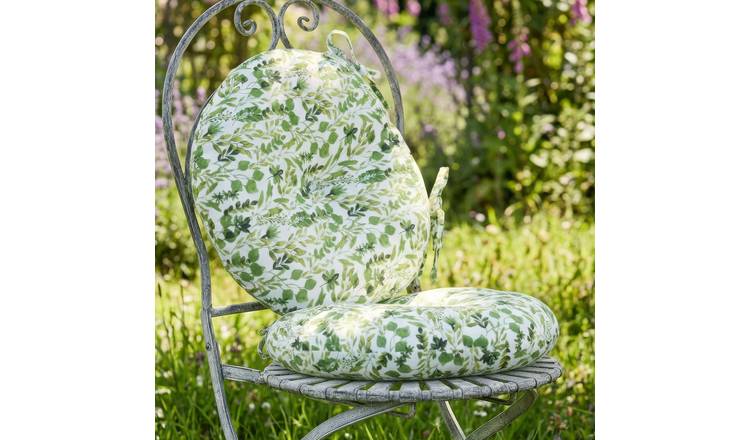 Dibor Set of 2 Round Floral Outdoor Garden Chair Cushion Seat Pads - Green