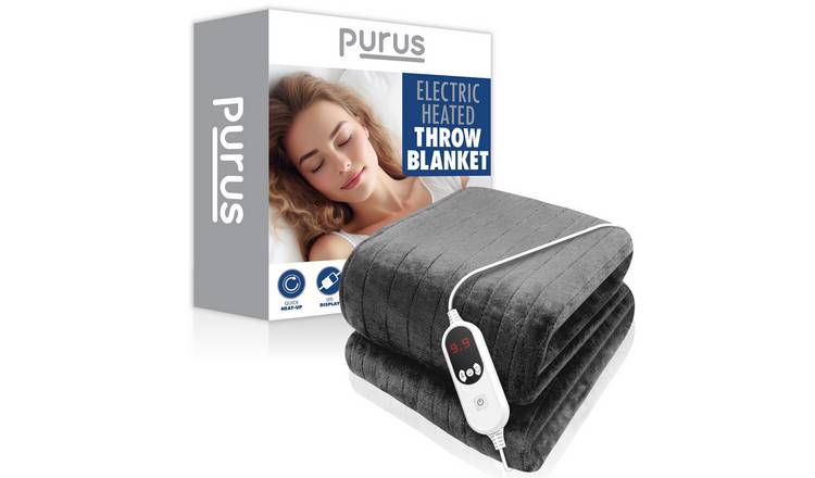 Purus XL 180 x 130cm Microfleece Polyester Electric Heated Throw Blanket - Grey