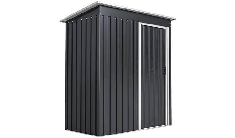 Outsunny Galvanised Steel Waterproof Garden Shed for Patio - Black