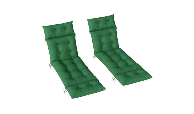 Outsunny Set of 2 Outdoor Sun Lounger Cushions with Ties - Green