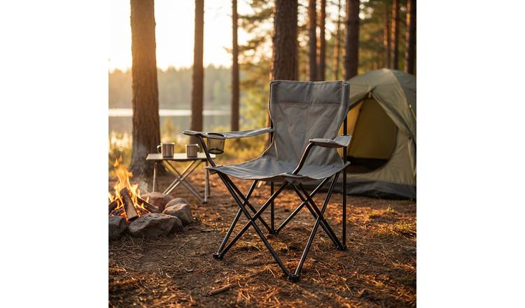 OHS Folding Outdoor Camping Chair Portable Picnic Seat - Charcoal