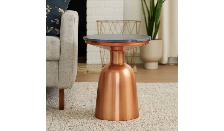 Orsina Amira Marble Top Side Table – Black and Copper