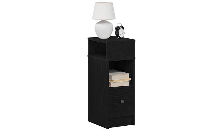 Walplus Pack of 2 1 Drawer Bedside Cabinet - Black - 25 x 31 x 66 cm