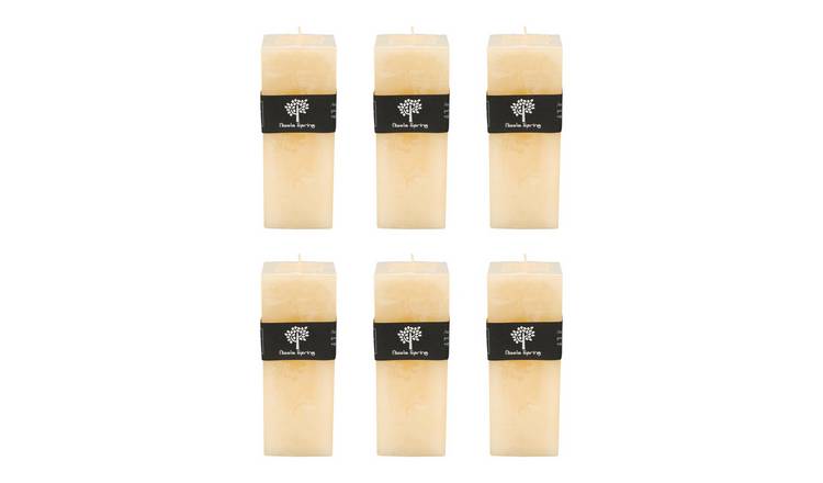 Nicola Spring 130ml Square Vanilla Pillar Candles Pack of 6 - Cream