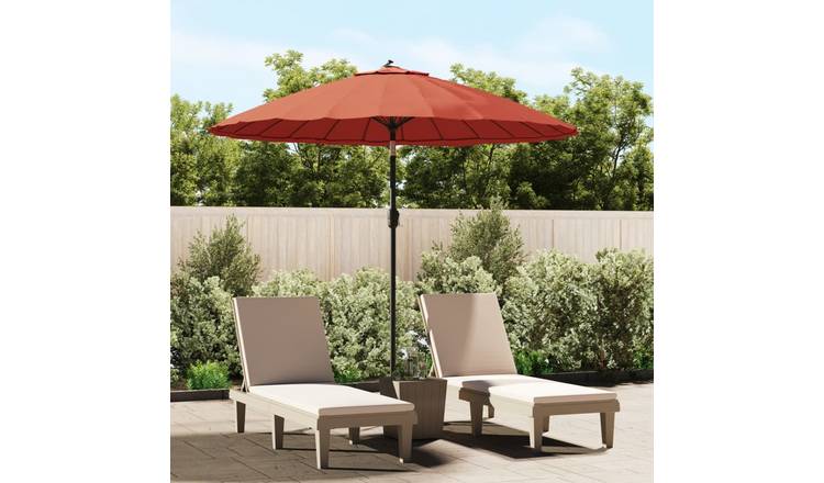Walplus Polyester Garden Parasol - Terracotta - 270 x 246 cm