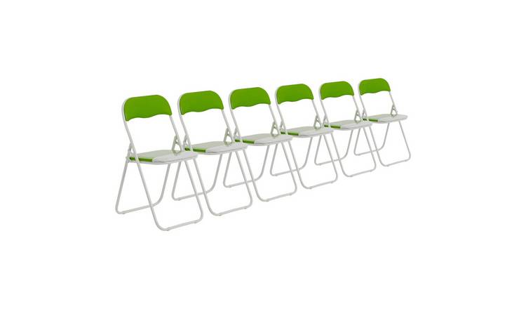 Harbour Housewares Coloured Padded Folding Chairs - Green - Pack of 6