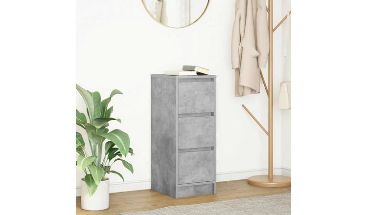 Walplus Engineered Wood 3 Drawer Sideboard - Concrete Grey - 29.5 x 34 x 76 cm