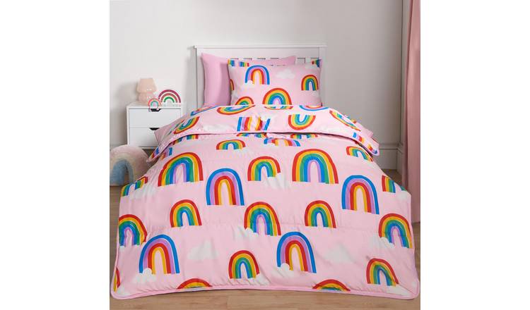 OHS Kids Rainbow 10.5 Tog Coverless Duvet Set Pink - Single