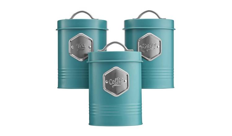 Cooks Professional 3pc Tea, Coffee and Sugar Kitchen Storage Set - Teal/Silver