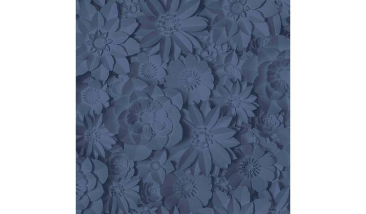 Fine Decor Dimensions Floral Wallpaper - Blue