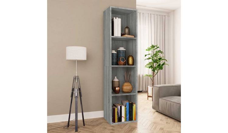 Walplus Engineered Wood Book Cabinet - Grey and Oak - 36 x 30 x 143 cm
