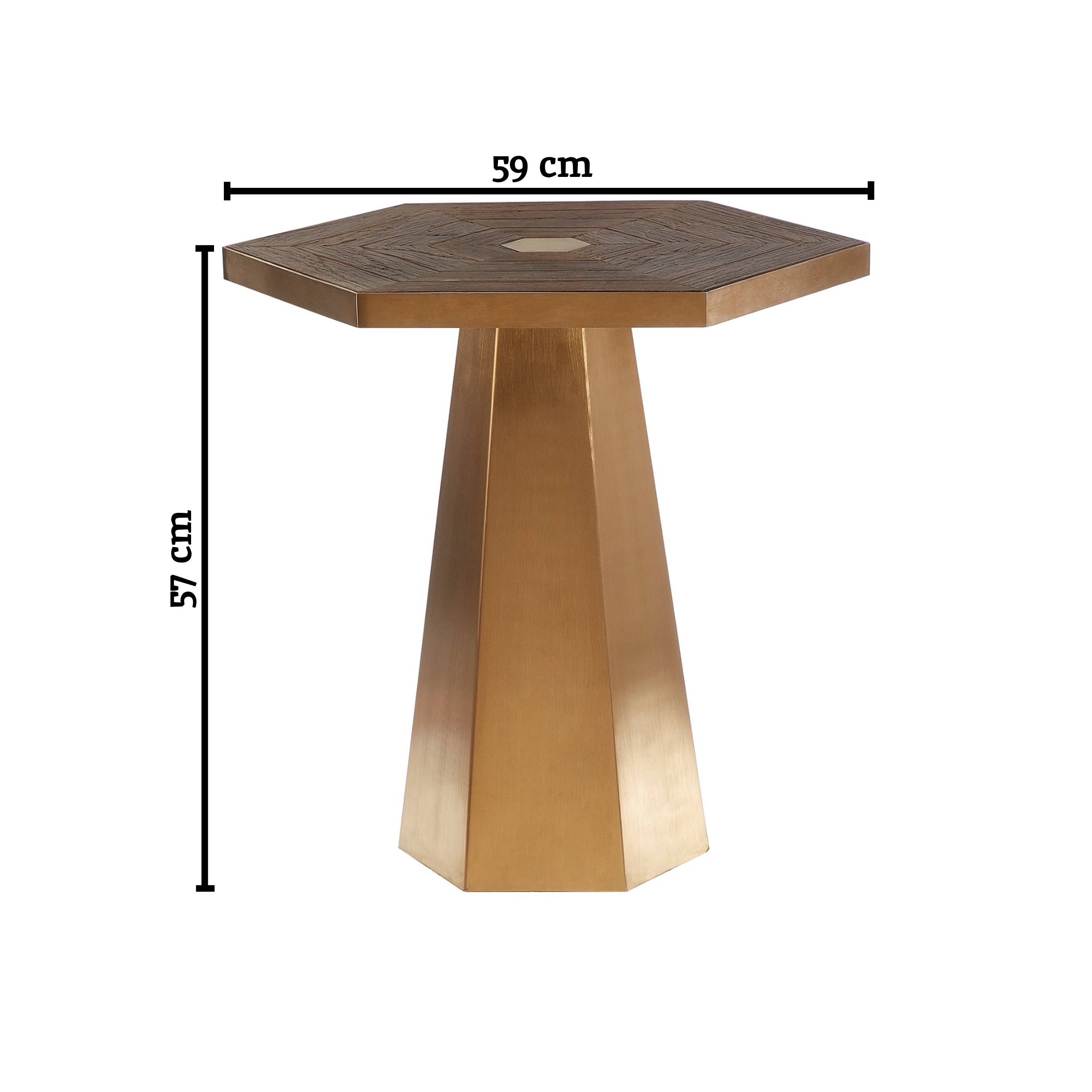 Orsina Recycled Elm Wood Octagonal Side Table - Gold - Image 5