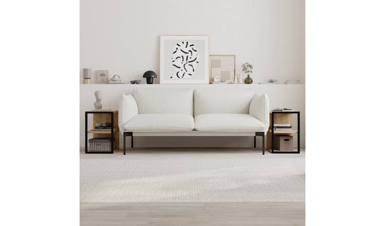Decortie Echo Melamine-Finish Particleboard 3-Tier Side Table Set - Oak