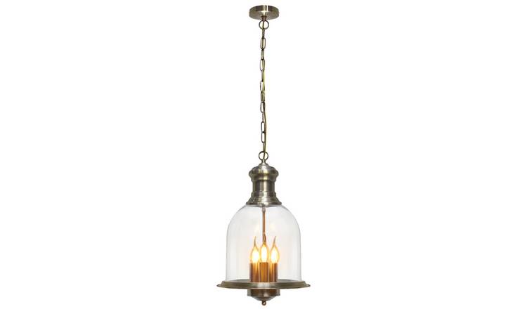 Energy Light Bulbs Glass Bell Jar Ceiling Pendant Light - Antique Brass