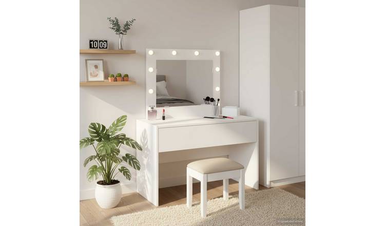 Walplus Engineered Wood Dressing Table - White - 83 x 40 x 70 cm