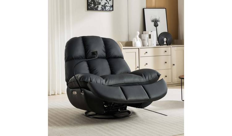 Furniture Online Chicago Swivel & Rocker Electric Recliner Chair - Black