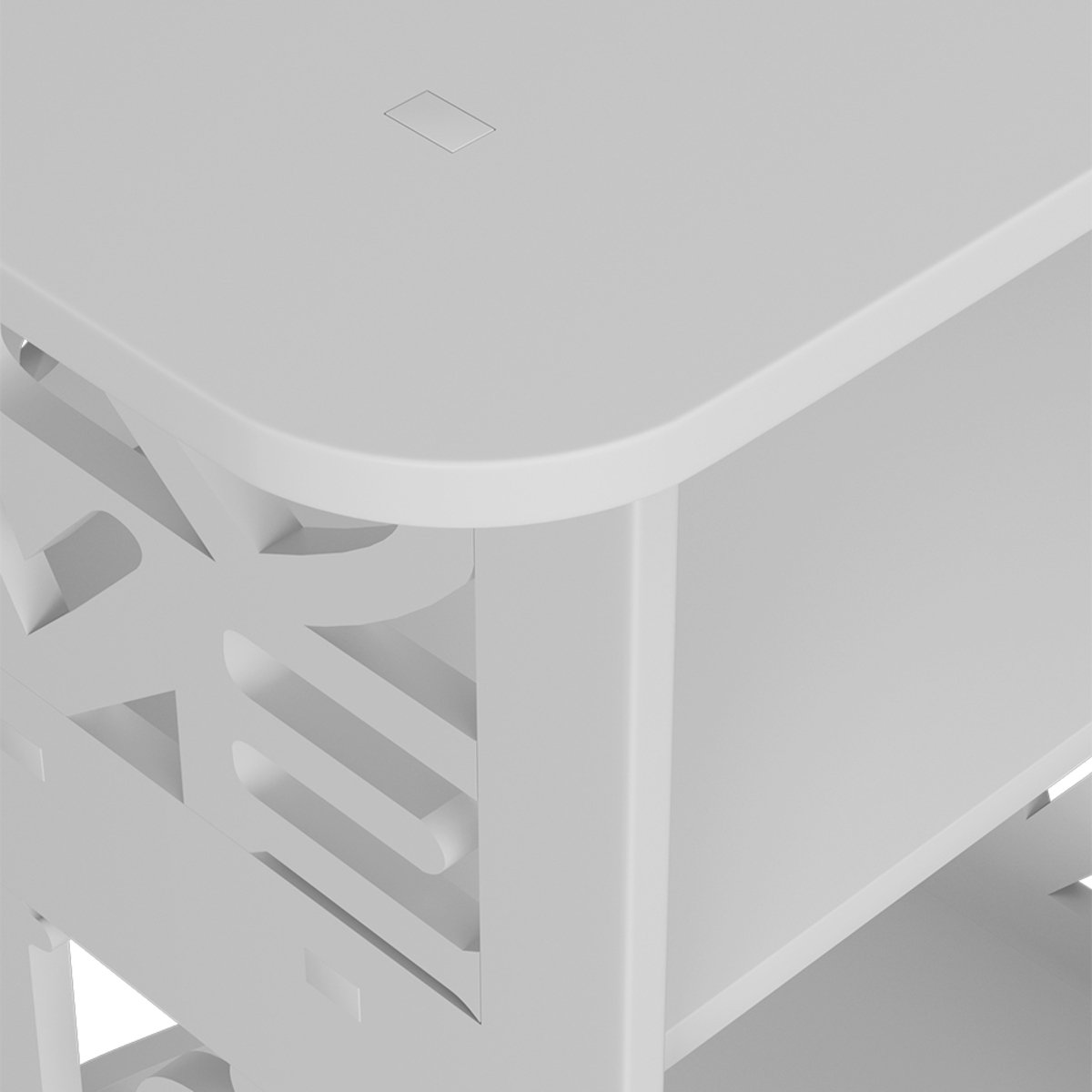 Living and Home 2-Tier PVC Side Table - White - Image 2