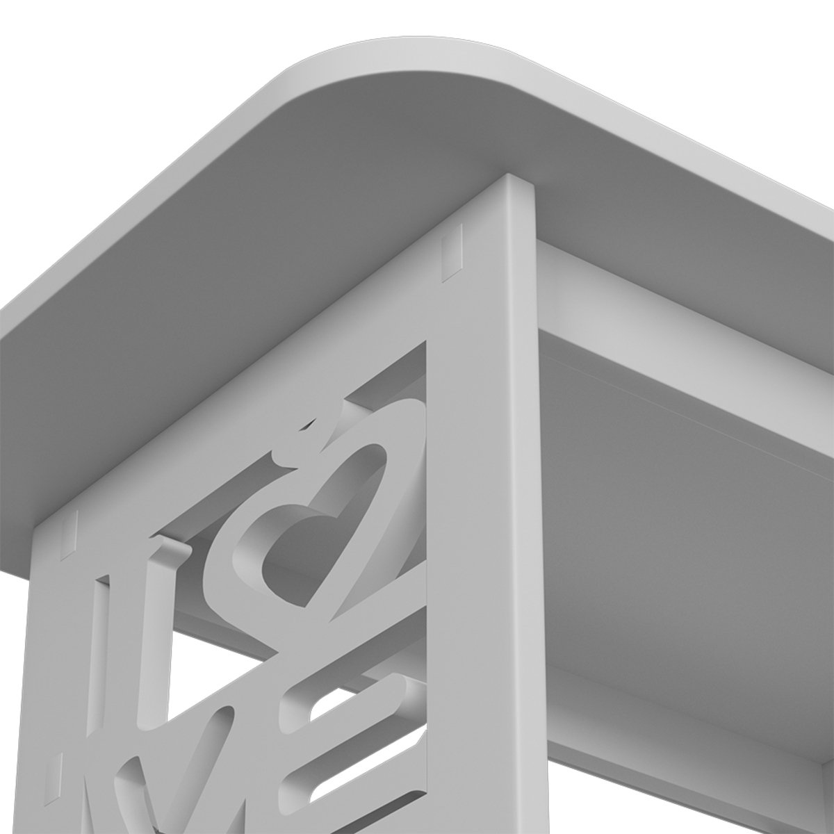 Living and Home 2-Tier PVC Side Table - White - Image 4