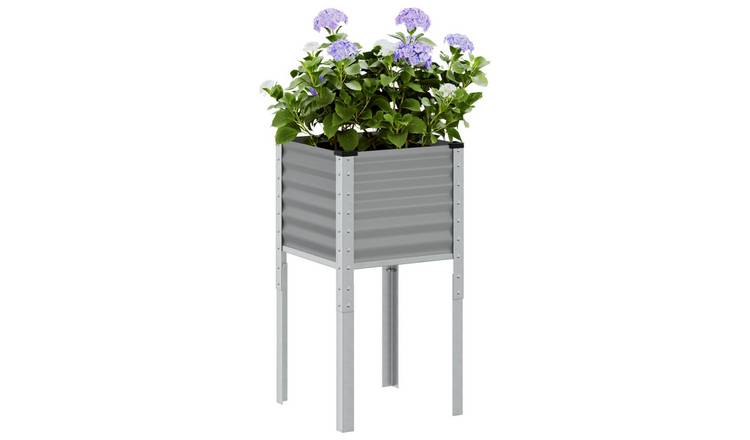 Walplus Steel Garden Planter - Grey - 45 x 45 x 88 cm