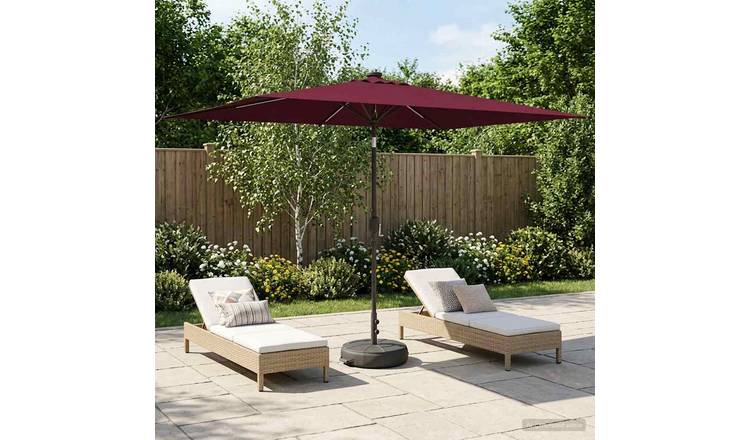 Walplus Polyester Garden Parasol - Bordeaux Red - 290 x 190 x 235 cm
