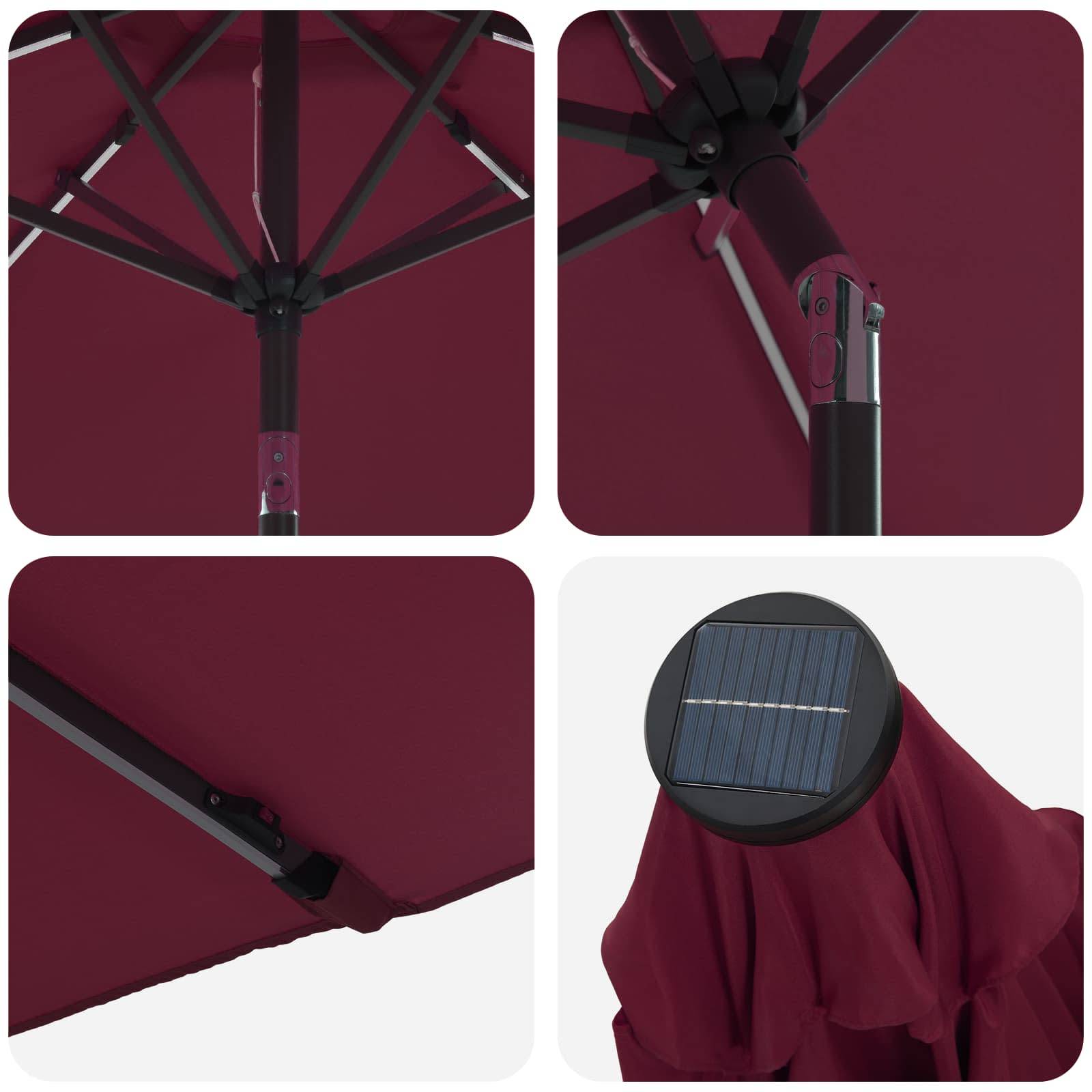 Walplus Polyester Garden Parasol - Bordeaux Red - 290 x 190 x 235 cm - Image 6