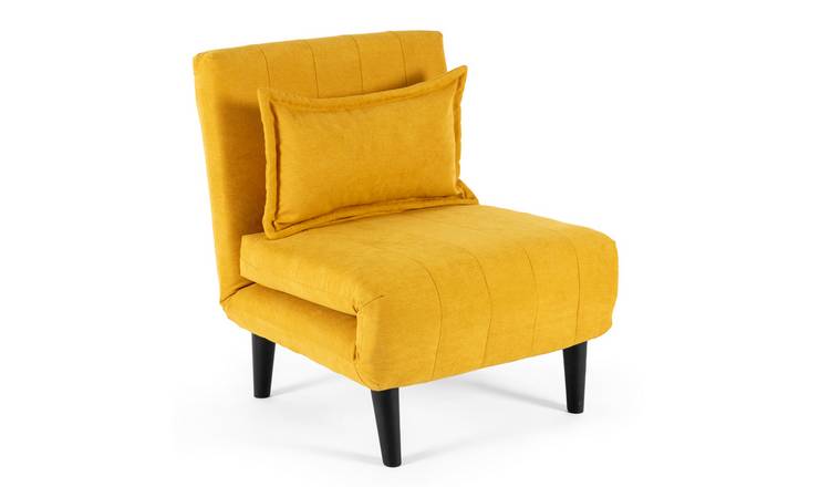 Furniture Online Harper 1 Seater Folding Clic Clac Fabric Sofa Bed - Mustard