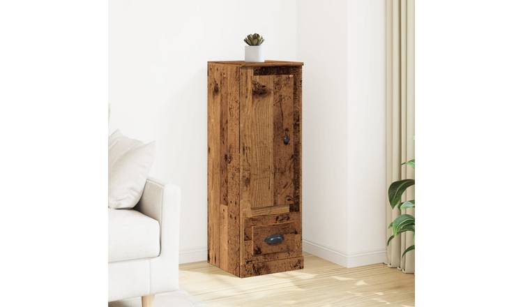 Walplus Engineered Wood Tall Sideboard - Old Wood - 36 x 35.5 x 103.5 cm