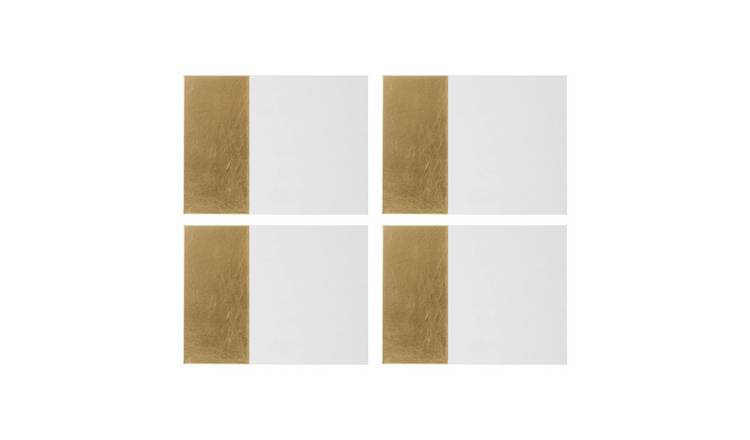 Orsina Geome Set Of 4 Placemats - White And Gold