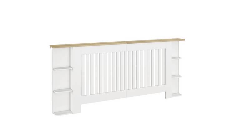 HOMCOM 191cm Radiator Cover with Open Storage Shelves - White