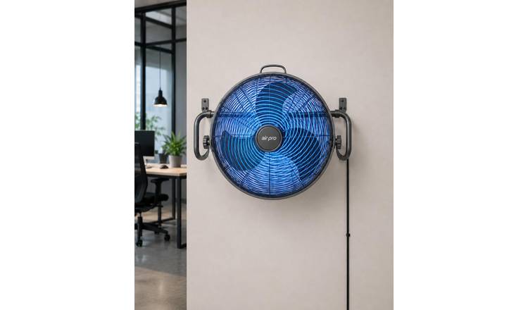 Air Pro 20in Metal Wall Mounted or Standing Floor Fan with 3 Speeds - Black