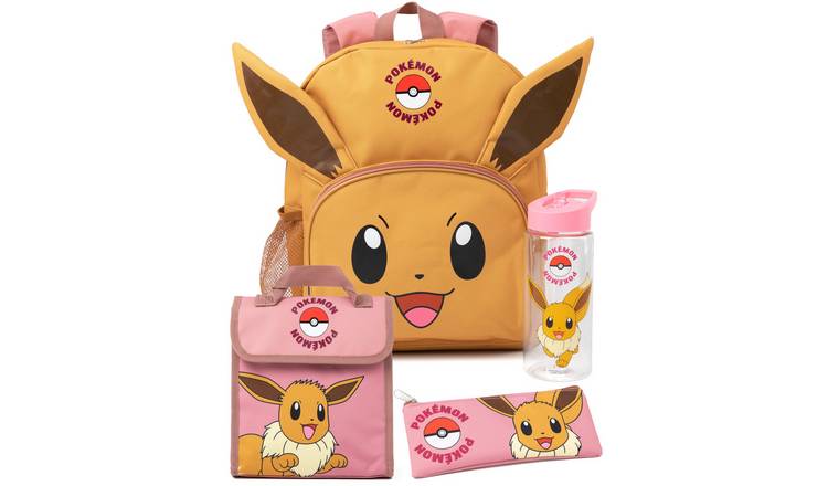 Pokemon Eevee Kids Unisex 4 Piece Backpack Set - Orange