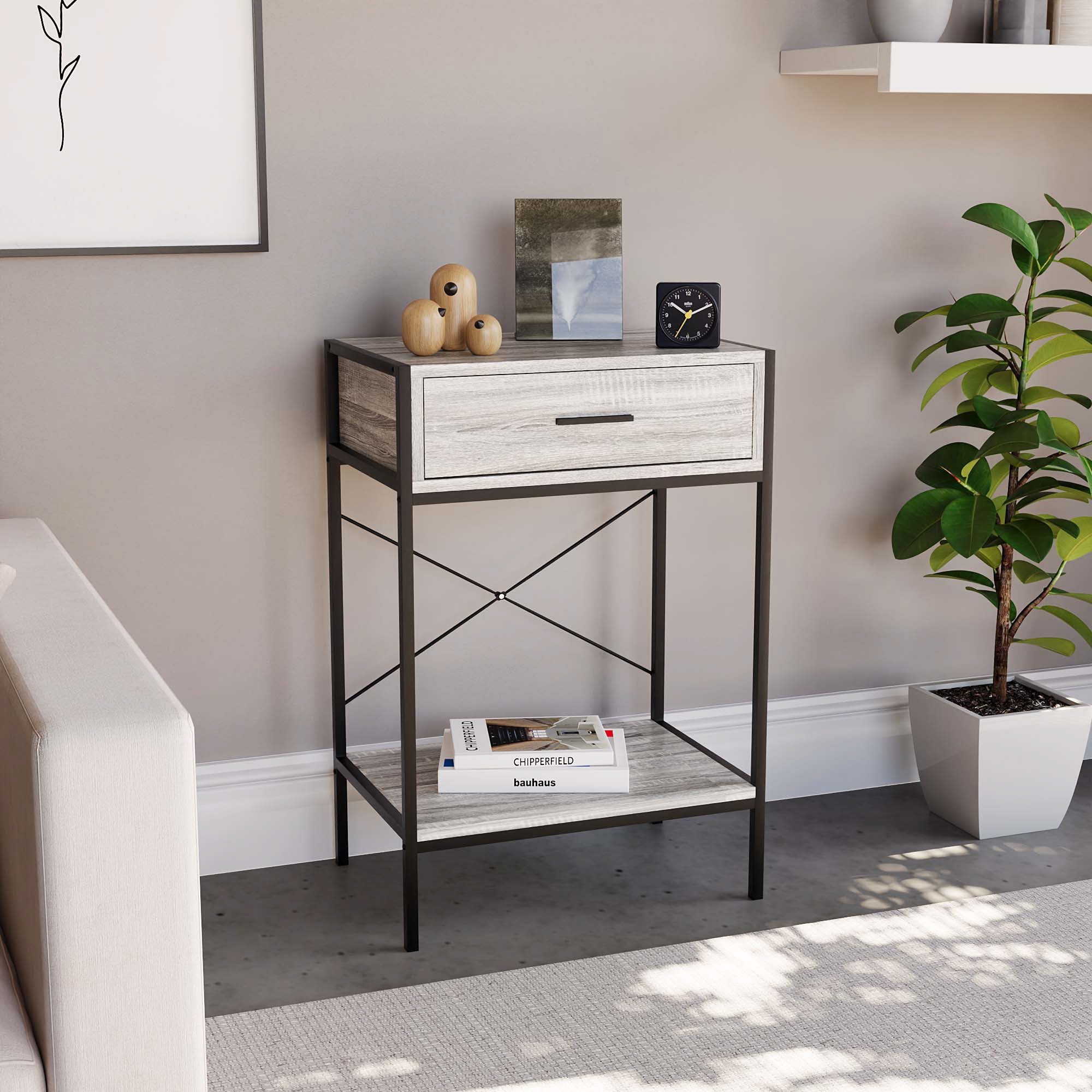 Vida Designs Brooklyn 1 Drawer Console Table - Grey - Image 2