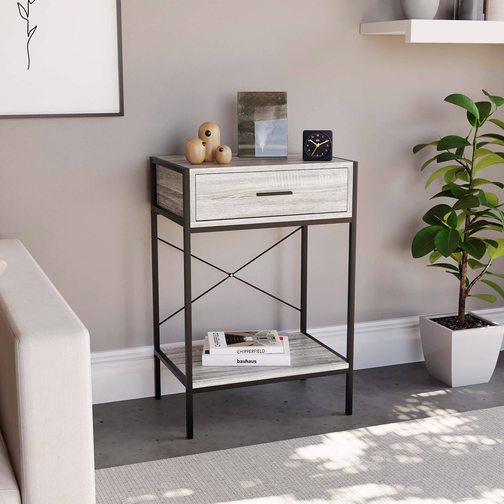 Vida Designs Brooklyn 1 Drawer Console Table - Grey - Image 2