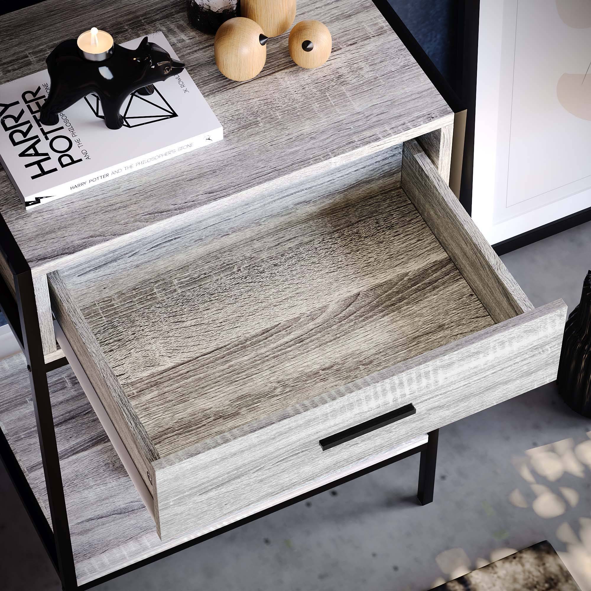 Vida Designs Brooklyn 1 Drawer Console Table - Grey - Image 4
