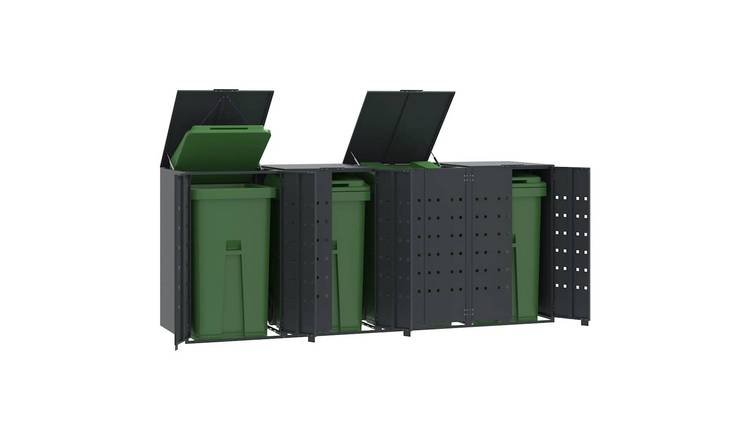 Walplus Steel Wheelie Bin Store - Anthracite - 276 x 79 x 117 cm