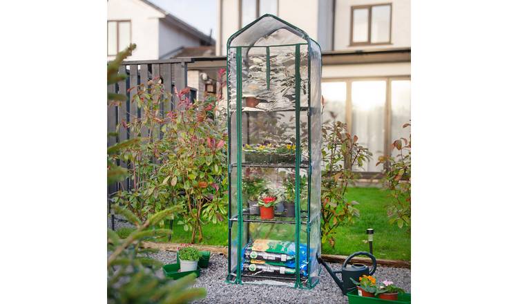 VonHaus 4 Tier Mini Plastic PVC Greenhouse - Small Plant House