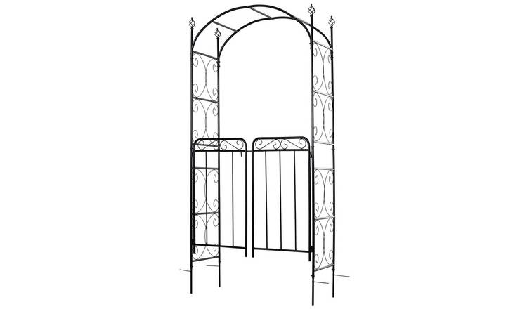 Outsunny Metal Arch Gate Outdoor Patio Trellis Arbor - Black