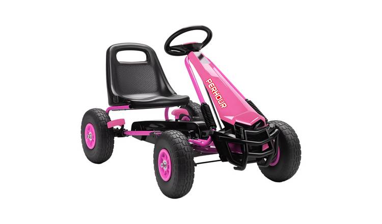 AIYAPLAY Adjustable Seat EVA Tyres Clutch Brake Kids Pedal Go Kart - Pink