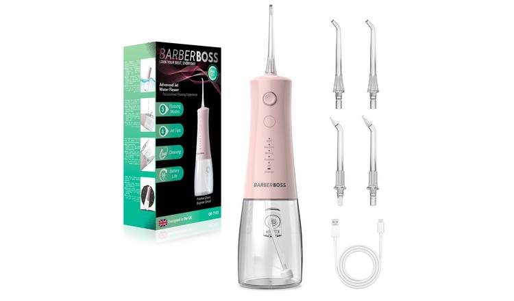 BarberBoss Advanced Jet Water Flosser Pink - 5 Modes & 4 Jet Tips
