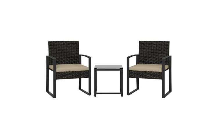 Outsunny 3 Piece Rattan Garden Bistro Set - Khaki