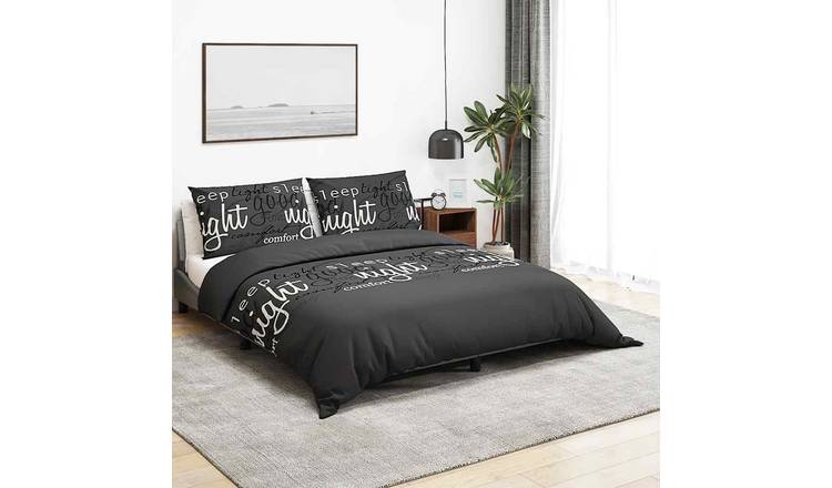 Walplus Pillowcase Cotton Duvet Cover Set - Black - 155 x 220 cm