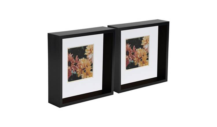 Nicola Spring 3D Deep Box Photo Frames - 8 x 8" with Mount - Set of 5 - Black