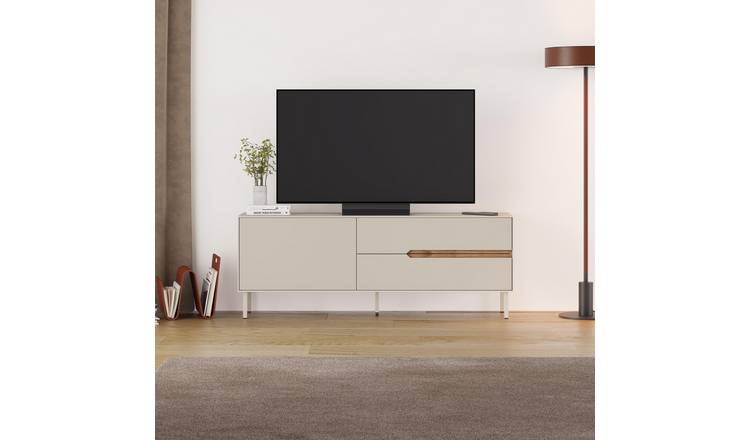 Decortie Arch TV Unit particleboard matt finish - Sandstone & Whiskey Oak