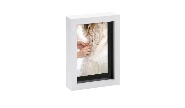 Nicola Spring 3D Box Photo Frame - 5 x 7" with Mount - White
