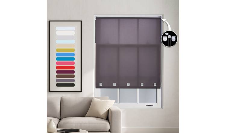 Furnished Dark Grey Daylight Roller Blind with Square Eyelets - 210cm x 210cm